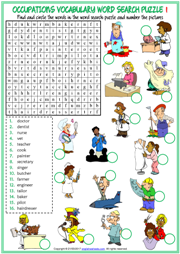 jobs esl vocabulary worksheets - jobs and occupations interactive and ...
